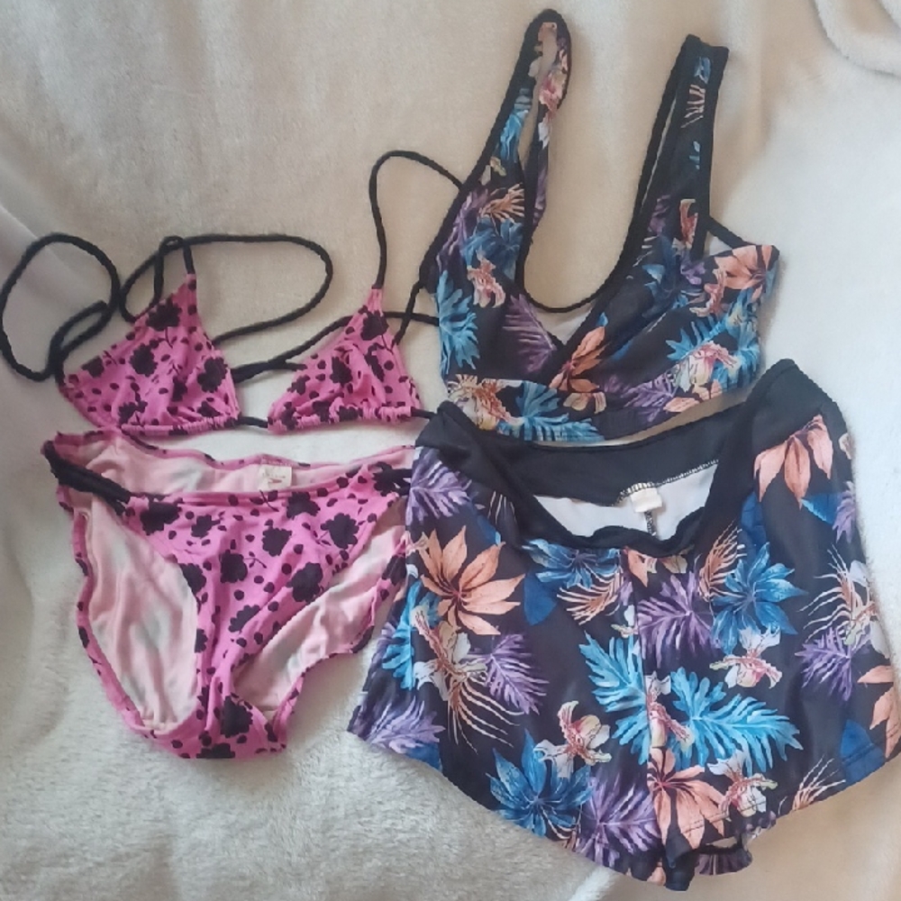 Speedo Pink and Black Polka Dot Swimwear
